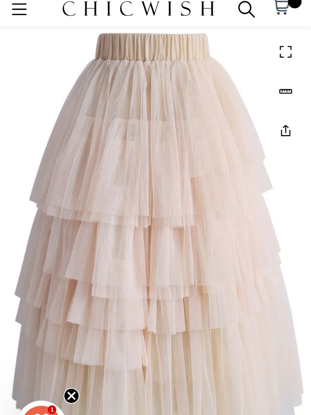 Chicwish Soft Ivory Tiered Tulle Midi Skirt